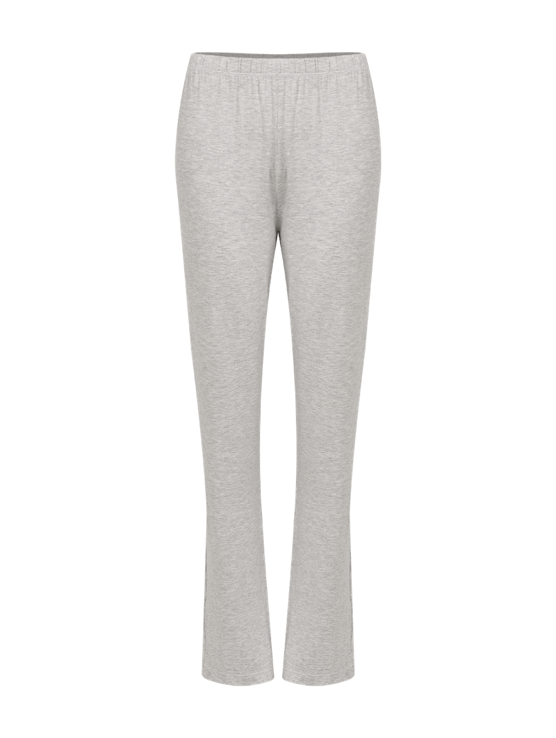 Pijama Longo Em Viscose E Renda Maternity Cinza Mescla Claro