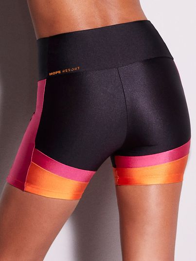 Shorts Fit Block Tri Preto/rosa/laranja