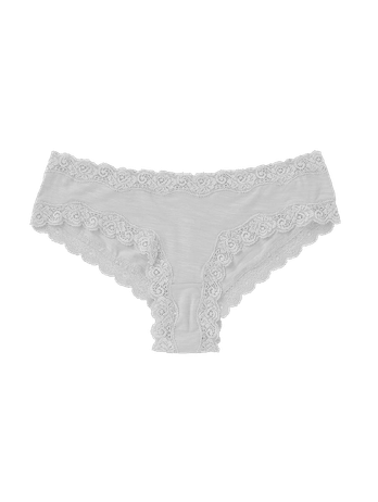 Calcinha Tanga Brasileira Em Modal E Detalhe Em Renda Branco