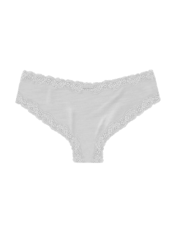 Calcinha Tanga Brasileira Em Modal E Detalhe Em Renda Branco