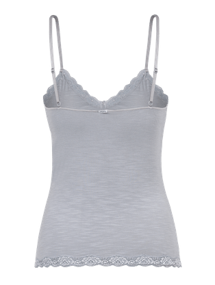 Camiseta Alças Finas Em Modal E Detalhe Em Renda Mescla