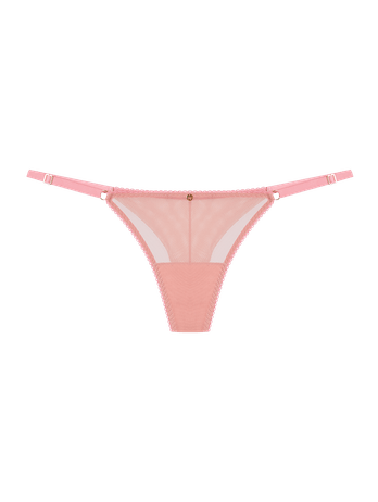 Calcinha String Fio Dental Em Tule Rosa Damasco