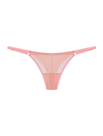 Calcinha String Fio Dental Em Tule Rosa Damasco