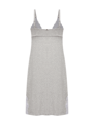 Camisola Alças Finas Em Viscose E Renda Maternity Cinza Mescla Claro