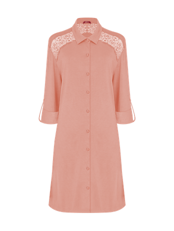 Camisão De Viscose Com Detalhes Em Renda Hydra Rosa Damasco