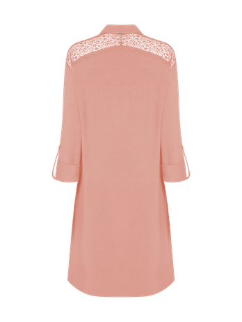 Camisão De Viscose Com Detalhes Em Renda Hydra Rosa Damasco