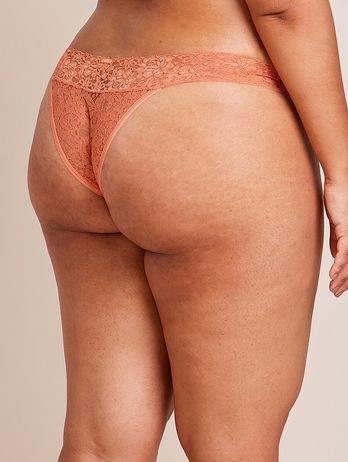 Calcinha Biquíni Em Renda Laranja Apricot