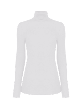 Blusa Manga Longa Gola Alta Segunda Pele Em Viscose Levíssima Off White