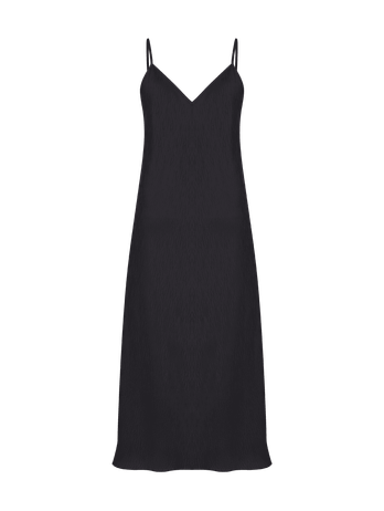 Camisola Midi Alças Finas Em Jacquard De Cetim Halley Preto