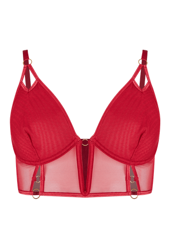 Sutiã Mini Corselet Em Tule Vermelho Zaire