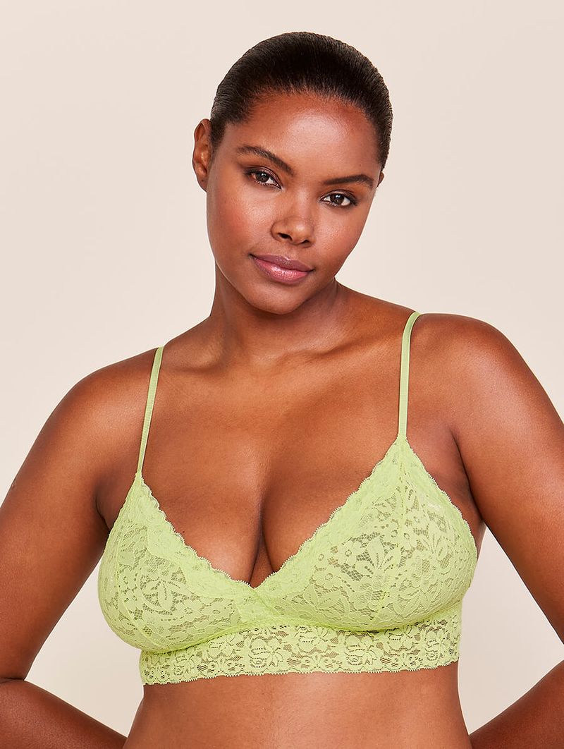 Triangle Top Bra with Removable Cup in Maca Green Lace