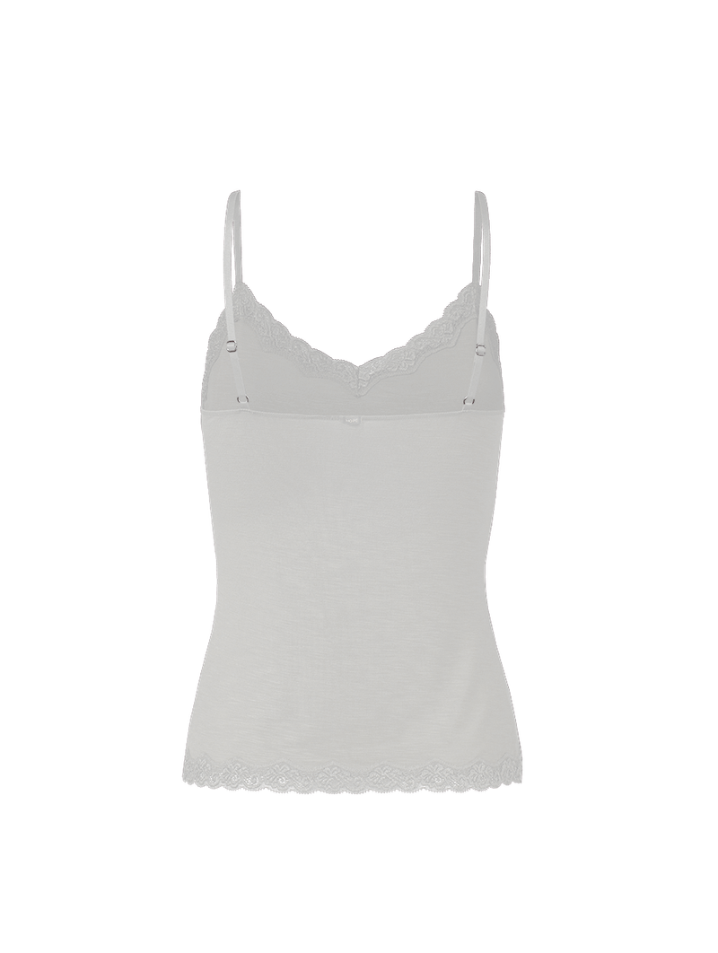 Camiseta AlÇas Finas Em Modal E Detalhe Em Renda Off White - HOPE Lingerie