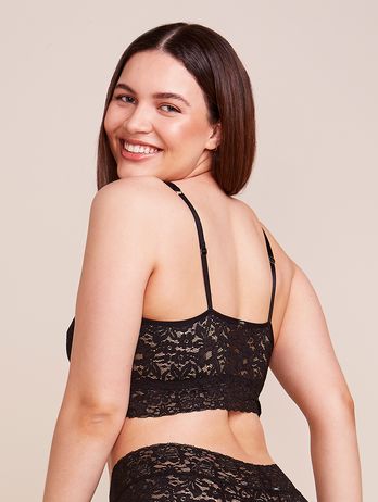 Sutiã Top Bandeau Com Bojo Removível Em Renda Preto