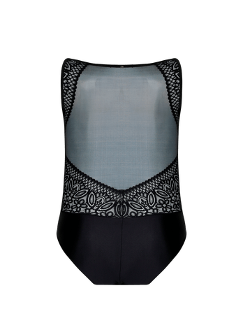 Body Regata Em Renda E Tule Preto