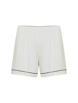 Short Doll Em Viscose Com Vivo Contrastante Flora Off White
