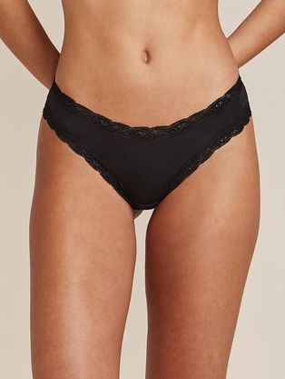 Calcinha Tanga Brasileira Em Modal E Detalhe Em Renda Preto