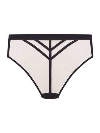 Calcinha Hot Pants Em Tule E Tiras Preto