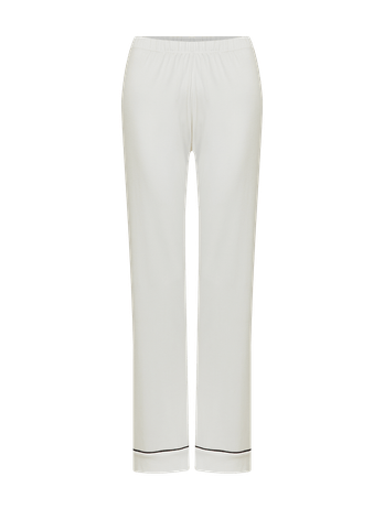 Pijama Longo Em Viscose Com Vivo Contrastante Flora Off White