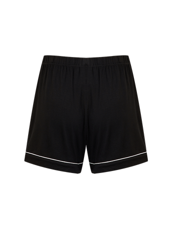 Short Doll Em Viscose Com Vivo Contrastante Flora Preto