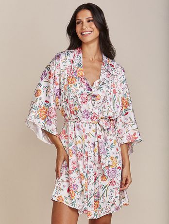 Robe Em Cetim Estampa Giardino Grace