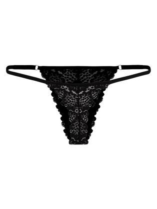 Calcinha String Fio Em Renda Preto
