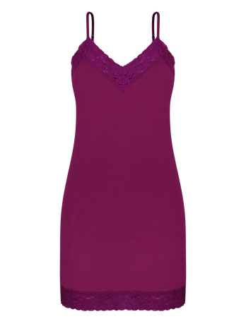 Camisola Alças Finas Em Viscose E Renda Happy Roxo Zen