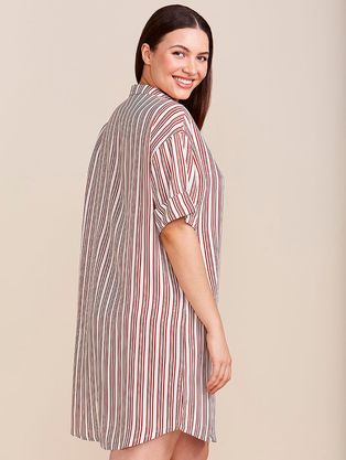 Camisão Manga 3/4 Em Viscose Estampada Lori Estampa Listras Marrocos