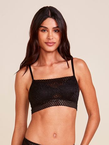 Sutiã Top Bandeau Em Renda Preto