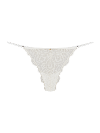 Calcinha Fio Dental Em Renda Off White