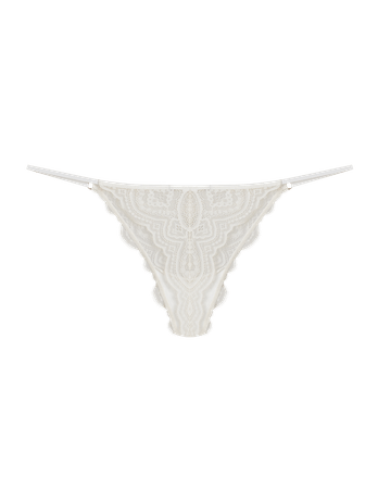 Calcinha Fio Dental Em Renda Off White