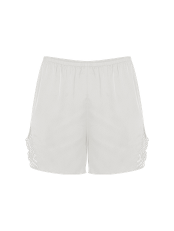 Short Doll Alças Finas Em Cetim E Renda Celestial Off White