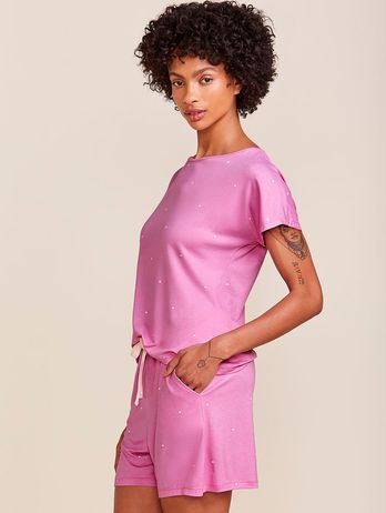 Short Doll Em Viscose Dreams Estampa Poa Rosa Candy