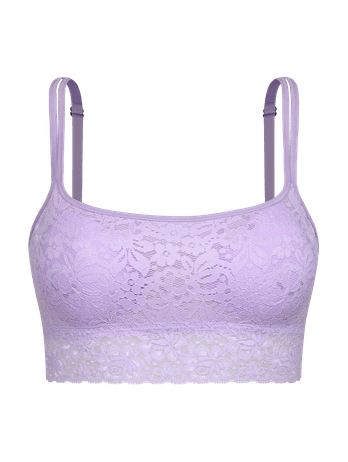 Sutiã Top Bandeau Com Bojo Removível Em Renda Lilas Lyrical