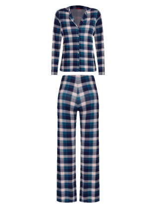 Pijama Longo Em Viscose Estampa Xadrez Folk