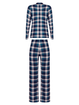 Pijama Longo Em Viscose Estampa Xadrez Folk