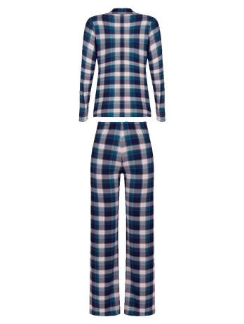 Pijama Longo Em Viscose Estampa Xadrez Folk