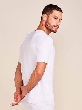 Camiseta Manga Curta Gola Careca Em Viscose Masculino Branco