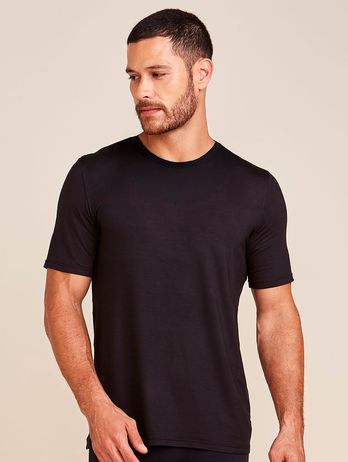 Camiseta Manga Curta Gola Careca Em Viscose Masculino Preto