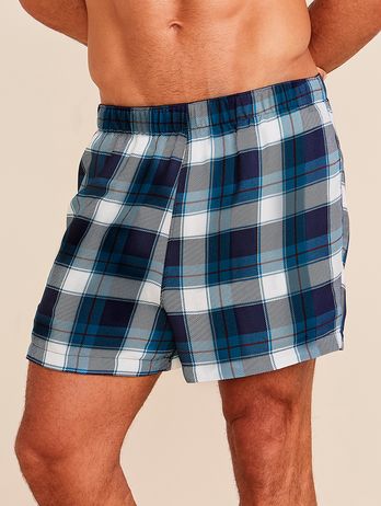 Short Masculino Em Viscose Estampa Xadrez Folk