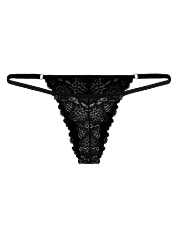 Calcinha String Fio Em Renda Preto