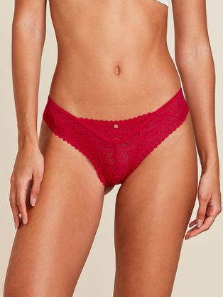 Calcinha Biquíni Em Renda Vermelho Mambo