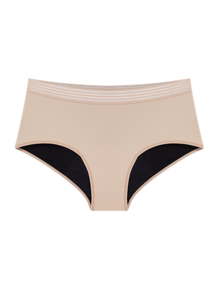 Calcinha Absorvente Cintura Alta  - Fluxo Noturno Flow Bege Ballet