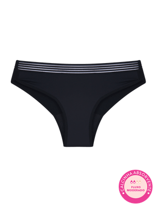 Calcinha Absorvente Boyshort Com Elástico - Fluxo Moderado Flow Preto