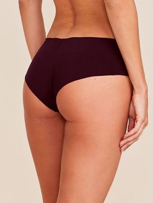 Calcinha Tanga Brasileira Em Microfibra Nude Vinho Bordo