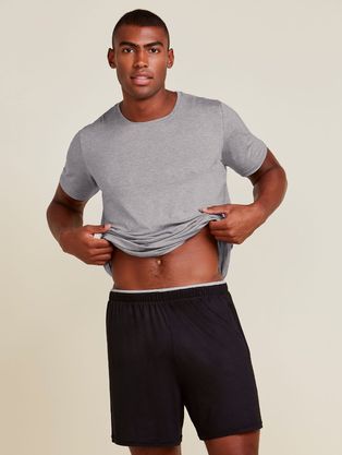 Pijama Curto Masculino Bicolor Em Viscose Bicolor Cinza Mescla E Preto