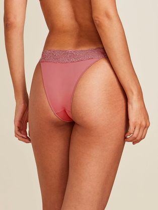 Calcinha Biquíni Acabamento Invisível Em Microfibra Com Cós Em Renda Rosa Collant