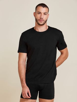 Camiseta Masculina Manga Curta Gola Careca Em Algodão Preto