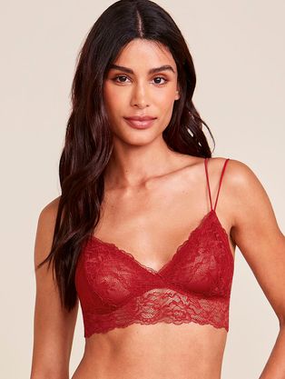 Sutiã Top Em Renda Com Bojo Removível Vermelho Zaire