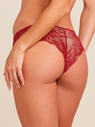 Calcinha Biquíni Em Renda Vermelho Zaire