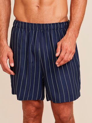 Short Masculino Em Viscose Estampada Estampa Risca De Giz Azul Noturno